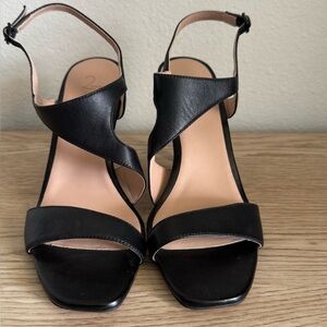 27 Edit Lanie Black Leather Slingback Sandals Heels Pumps Size 7.5M Naturalizer‎